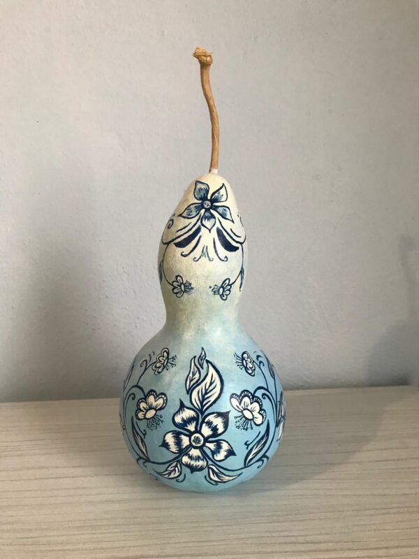 Mavi Çiçek Figürlü Kabak