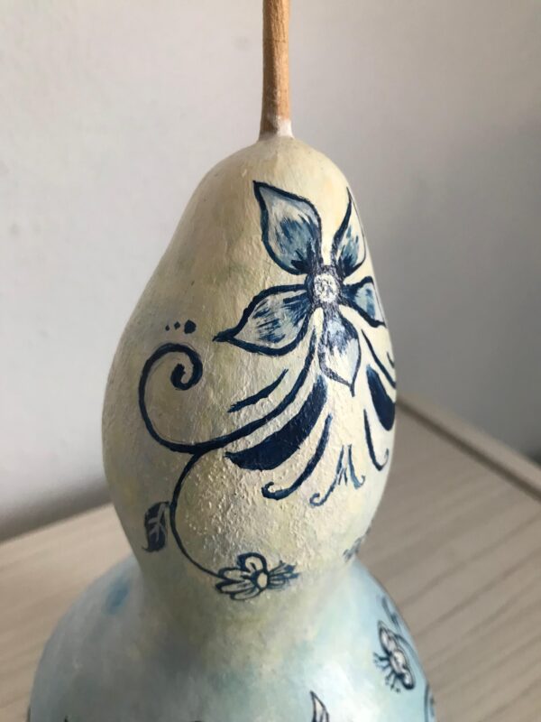 Mavi Çiçek Figürlü Kabak - Görsel 4